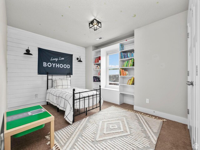 1463 S Lake View Terrace Rd, Saratoga Springs, UT 84045 - carpeted bedroom with visible vents, wooden walls, and baseboards