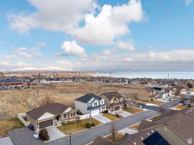 1463 S Lake View Terrace Rd, Saratoga Springs, UT 84045 - birds eye view of property featuring a water and mountain view and a residential view