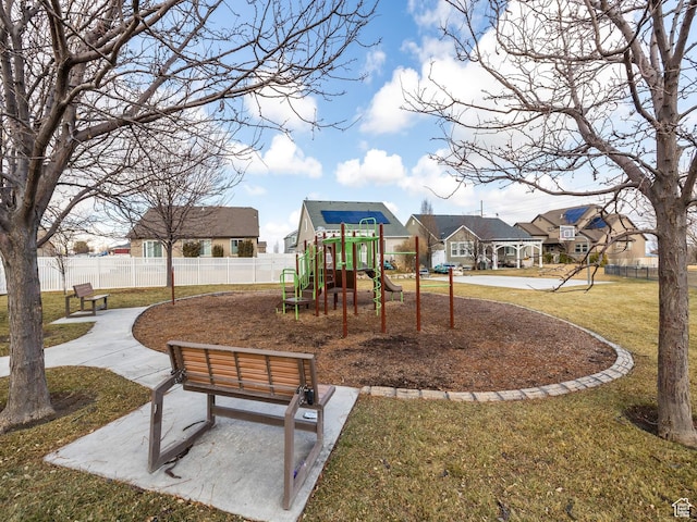 1463 S Lake View Terrace Rd, Saratoga Springs, UT 84045 - community playground with a residential view, fence, and a yard