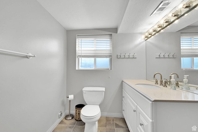 59 Belmore Dr, Kaysville, UT 84037 - bathroom featuring baseboards, visible vents, toilet, tile patterned floors, and vanity