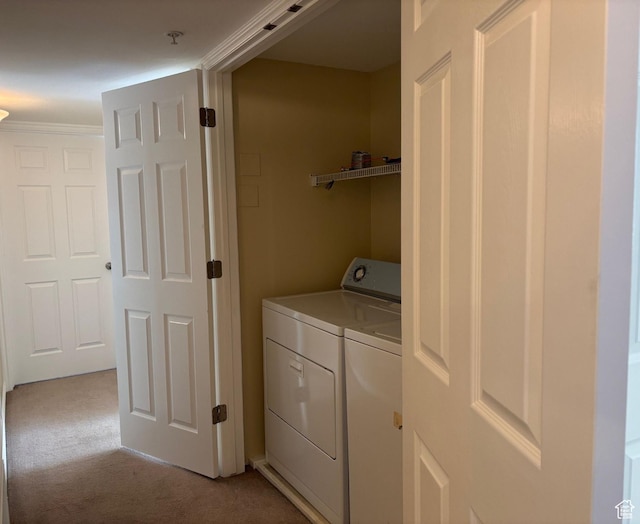1829 W 1120 S Unit 128, Springville, UT 84663 - clothes washing area with laundry area, washer and dryer, and light colored carpet