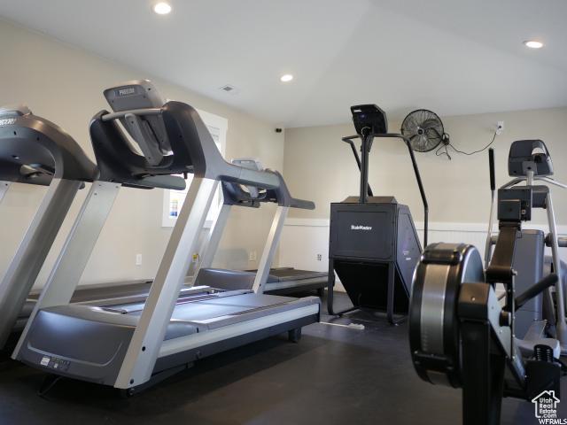 1829 W 1120 S Unit 128, Springville, UT 84663 - exercise room featuring wainscoting and recessed lighting