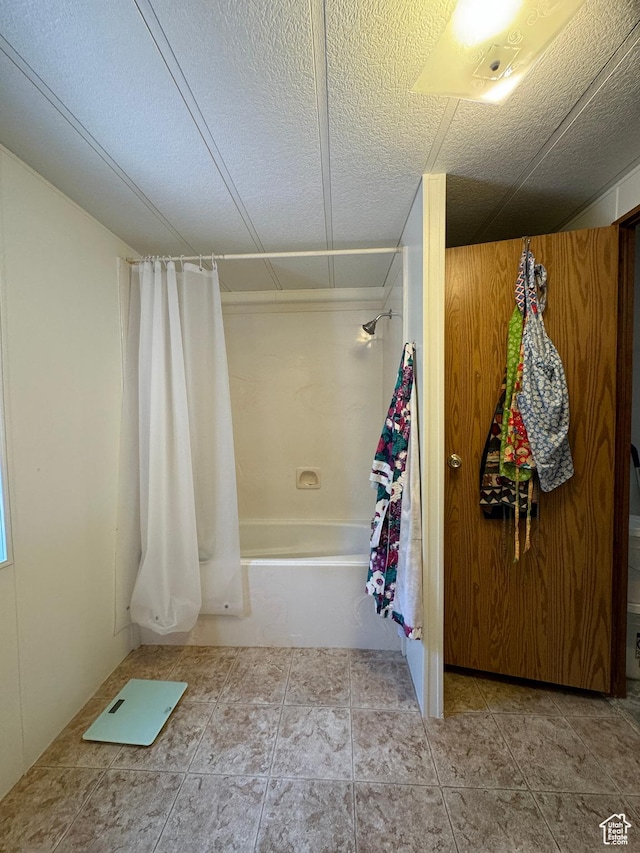 1526 N Dixie Downs Rd N 36, St George, UT 84770 - full bath with shower / bathtub combination with curtain, a textured ceiling, and tile patterned floors