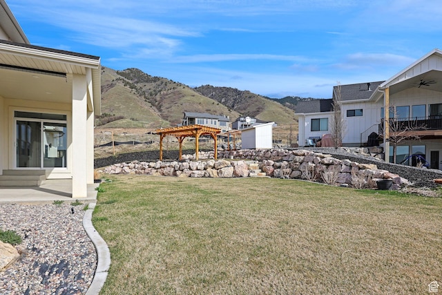 680 E 525 N, Providence, UT 84332 - view of yard featuring a pergola, entry steps, and a mountain view