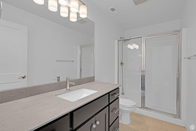 680 E 525 N, Providence, UT 84332 - full bath featuring toilet, vanity, visible vents, and a stall shower