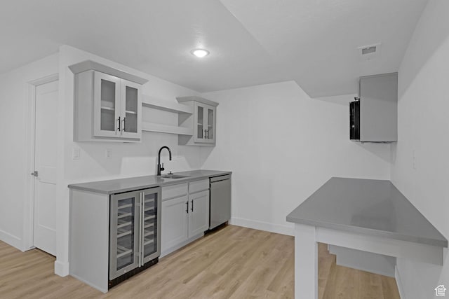 680 E 525 N, Providence, UT 84332 - kitchen with visible vents, open shelves, dishwasher, a sink, and wine cooler