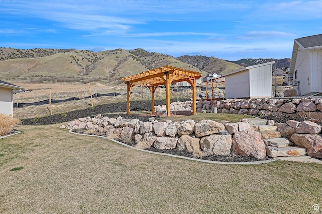 680 E 525 N, Providence, UT 84332 - view of yard with a pergola, a mountain view, and fence