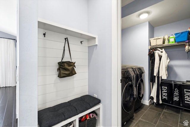 1313 E Daffodil Ct, Layton, UT 84040 - laundry room with dark tile patterned flooring, laundry area, and independent washer and dryer