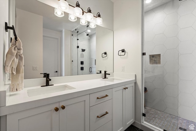 1313 E Daffodil Ct, Layton, UT 84040 - bathroom featuring double vanity, a stall shower, and a sink