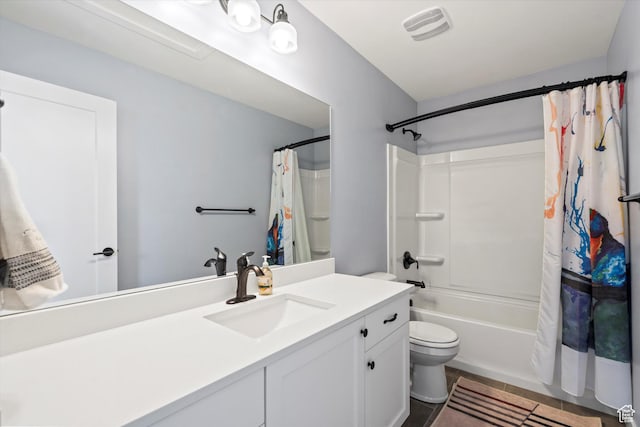 1313 E Daffodil Ct, Layton, UT 84040 - bathroom with toilet, shower / bathtub combination with curtain, visible vents, and vanity