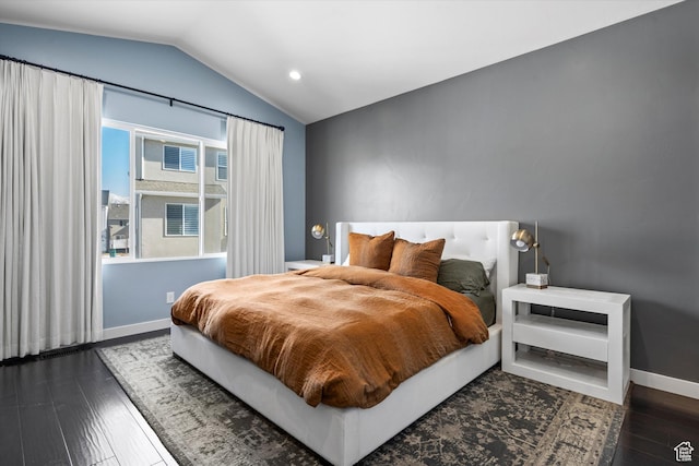 1313 E Daffodil Ct, Layton, UT 84040 - bedroom with lofted ceiling, dark wood finished floors, and baseboards