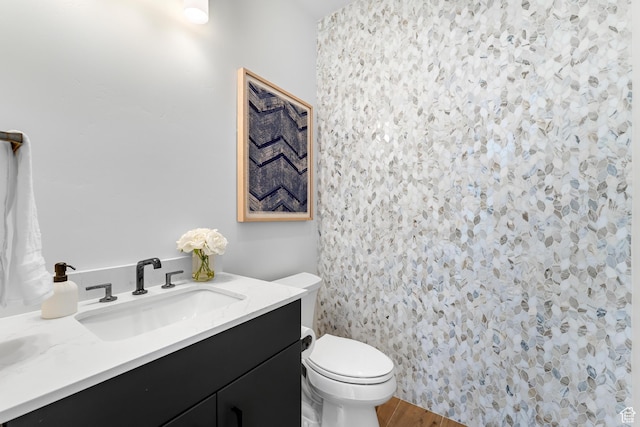 272 Thorn Creek Dr, Kamas, UT 84036 - bathroom featuring vanity, toilet, wood finished floors, and a shower