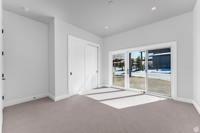 272 Thorn Creek Dr, Kamas, UT 84036 - unfurnished bedroom featuring carpet flooring, access to exterior, baseboards, and recessed lighting