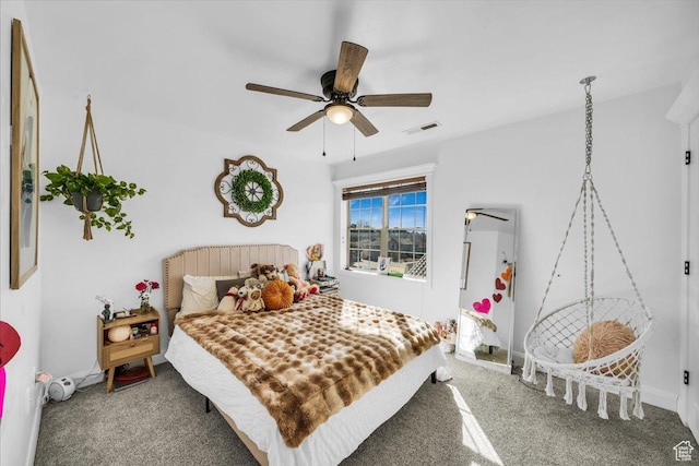 470 E 130 S, Ivins, UT 84738 - carpeted bedroom featuring a ceiling fan, visible vents, and baseboards