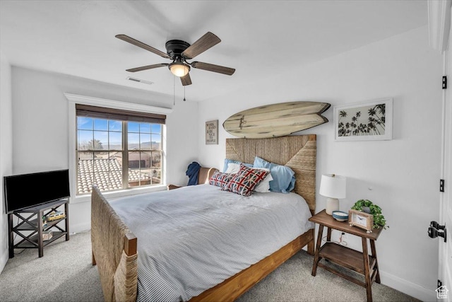 470 E 130 S, Ivins, UT 84738 - bedroom featuring a ceiling fan, visible vents, light carpet, and baseboards