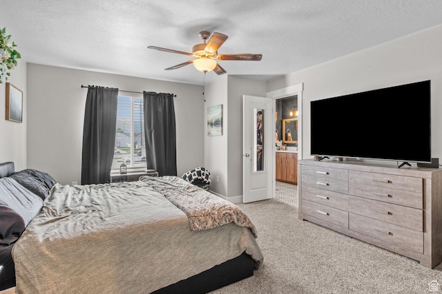 6471 S Aspen Ln, South Weber, UT 84405 - bedroom with carpet, a textured ceiling, a ceiling fan, and baseboards