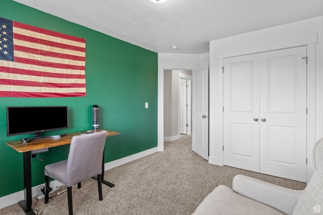 6471 S Aspen Ln, South Weber, UT 84405 - home office with carpet flooring, baseboards, and a textured ceiling