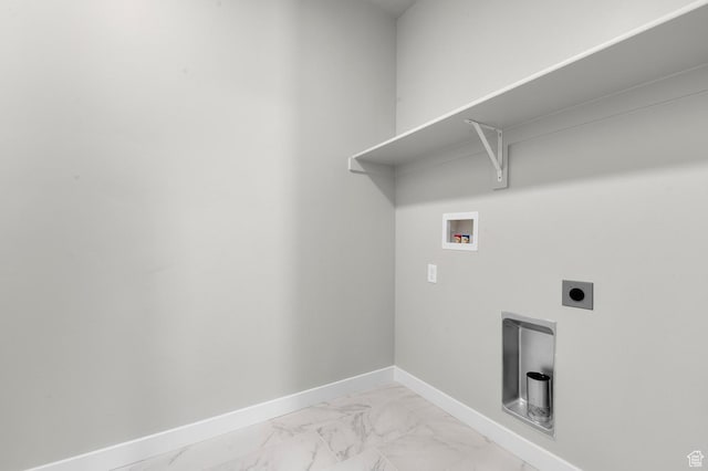 3707 W 2600 N, Lehi, UT 84043 - laundry area featuring baseboards, washer hookup, laundry area, marble finish floor, and hookup for an electric dryer
