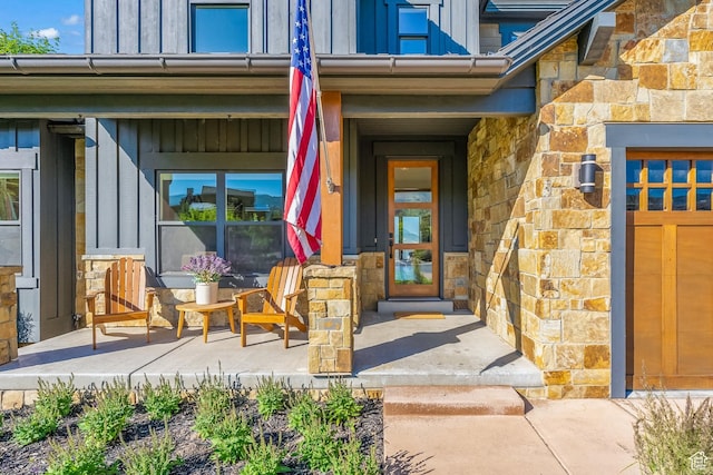 615 N Haystack Mountain Dr, Heber City, UT 84032 - property entrance featuring stone siding and board and batten siding