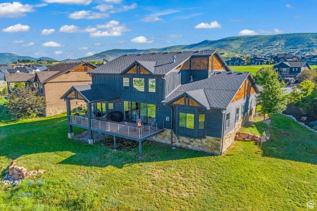 615 N Haystack Mountain Dr, Heber City, UT 84032 - back of property featuring a yard, a shingled roof, and a residential view