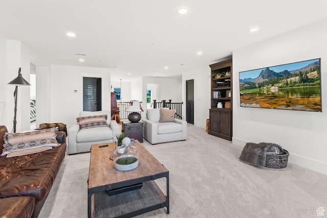 615 N Haystack Mountain Dr, Heber City, UT 84032 - living room with recessed lighting, baseboards, and light colored carpet