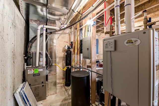 utilities featuring electric panel and water heater