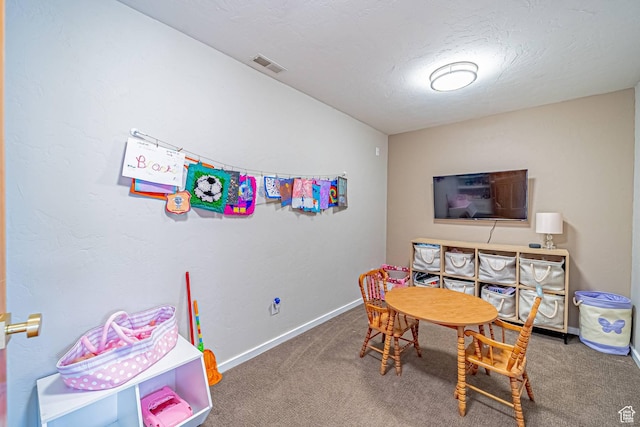 4414 Hidden Cove Rd, Park City, UT 84098 - game room with carpet, visible vents, baseboards, and a textured ceiling