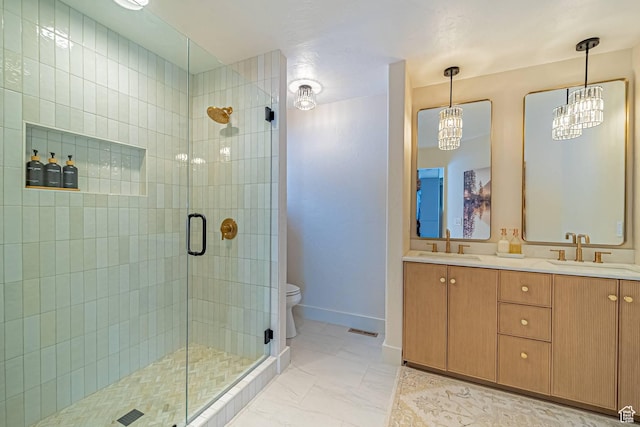 4414 Hidden Cove Rd, Park City, UT 84098 - full bath featuring toilet, a stall shower, visible vents, and a sink
