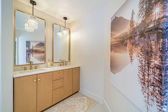 4414 Hidden Cove Rd, Park City, UT 84098 - full bath featuring double vanity, tile patterned floors, a sink, and baseboards