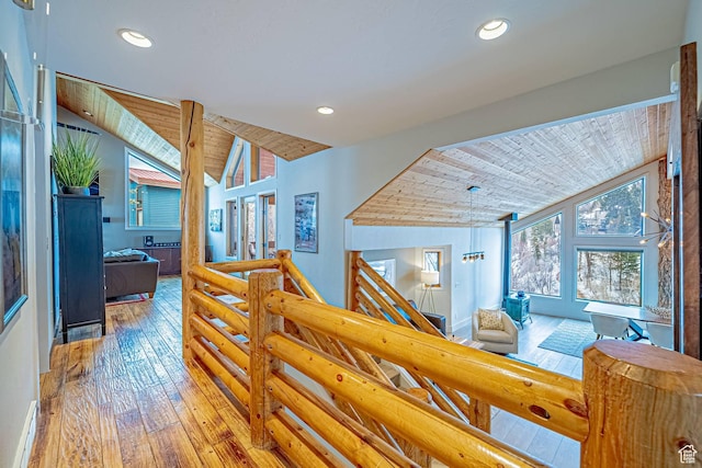 4414 Hidden Cove Rd, Park City, UT 84098 - interior space featuring lofted ceiling, wooden ceiling, hardwood / wood-style flooring, and recessed lighting