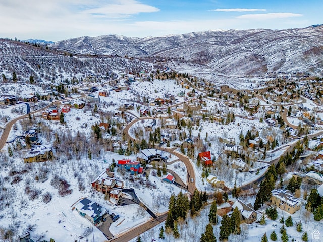 4414 Hidden Cove Rd, Park City, UT 84098 - snowy aerial view with a residential view and a mountain view
