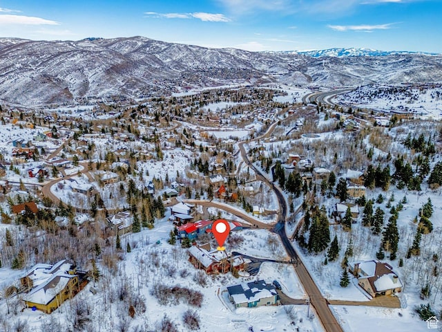 4414 Hidden Cove Rd, Park City, UT 84098 - snowy aerial view with a residential view and a mountain view