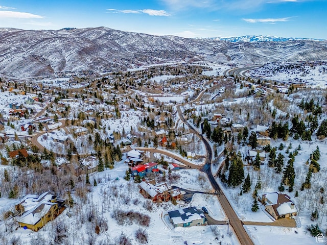 4414 Hidden Cove Rd, Park City, UT 84098 - snowy aerial view with a residential view and a mountain view