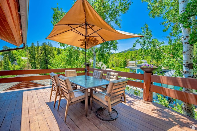 4414 Hidden Cove Rd, Park City, UT 84098 - wooden terrace featuring outdoor dining space