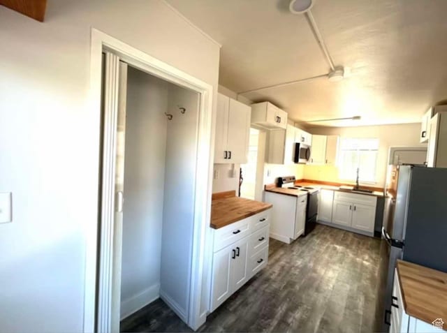 330 E 300 N, Price, UT 84501 - kitchen with dark wood finished floors, wooden counters, stainless steel appliances, and a sink