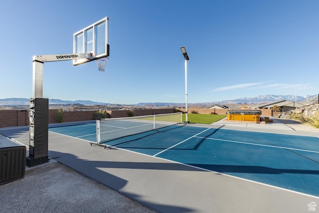 3311 E Barrel Roll Dr, St George, UT 84790 - view of sport court with fence and a mountain view