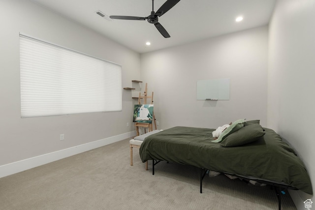 3311 E Barrel Roll Dr, St George, UT 84790 - bedroom with recessed lighting, baseboards, visible vents, and light colored carpet