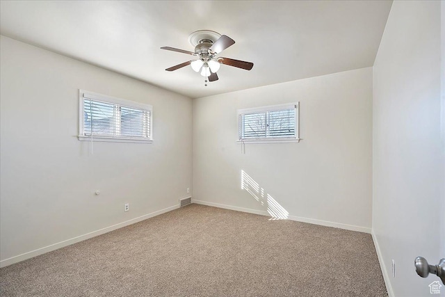 867 33rd St, Ogden, UT 84403 - carpeted empty room featuring ceiling fan, visible vents, and baseboards