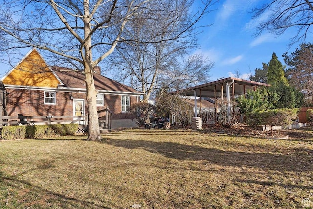 view of yard with a sunroom