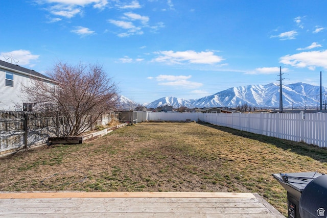 1486 S Archmore Loop, Springville, UT 84663 - view of yard with a fenced backyard and a deck with mountain view