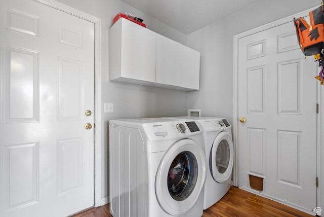 1486 S Archmore Loop, Springville, UT 84663 - laundry room featuring cabinet space, dark wood finished floors, and separate washer and dryer