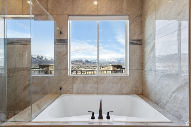 3203 E Kings Crest Ct, Heber City, UT 84032 - full bath with a wealth of natural light, a garden tub, and a mountain view