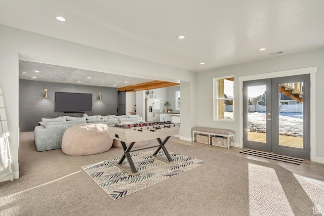1288 S Red Filly Rd, Heber City, UT 84032 - game room featuring recessed lighting, visible vents, baseboards, and french doors