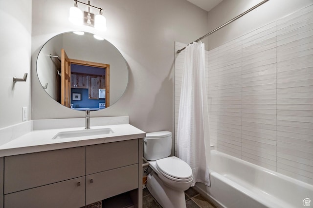 2667 Aspen Springs Dr, Park City, UT 84060 - bathroom with toilet, vanity, shower / bath combination with curtain, and tile patterned floors