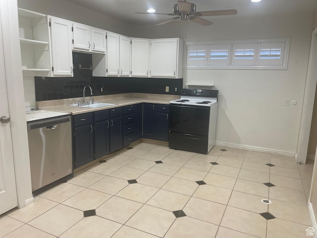 1502 S 325 W, Hurricane, UT 84737 - kitchen featuring electric range, white cabinets, light countertops, stainless steel dishwasher, and a sink