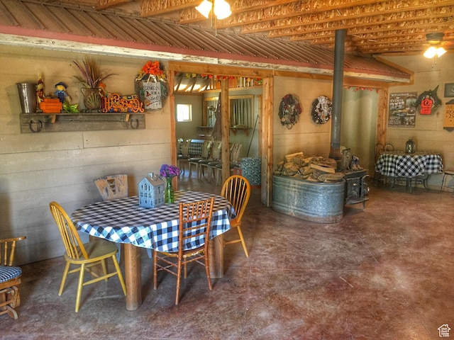 1502 S 325 W, Hurricane, UT 84737 - dining area featuring a wood stove and concrete floors