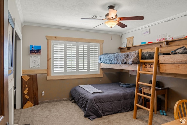 1502 S 325 W, Hurricane, UT 84737 - bedroom featuring light carpet, ornamental molding, and a textured ceiling