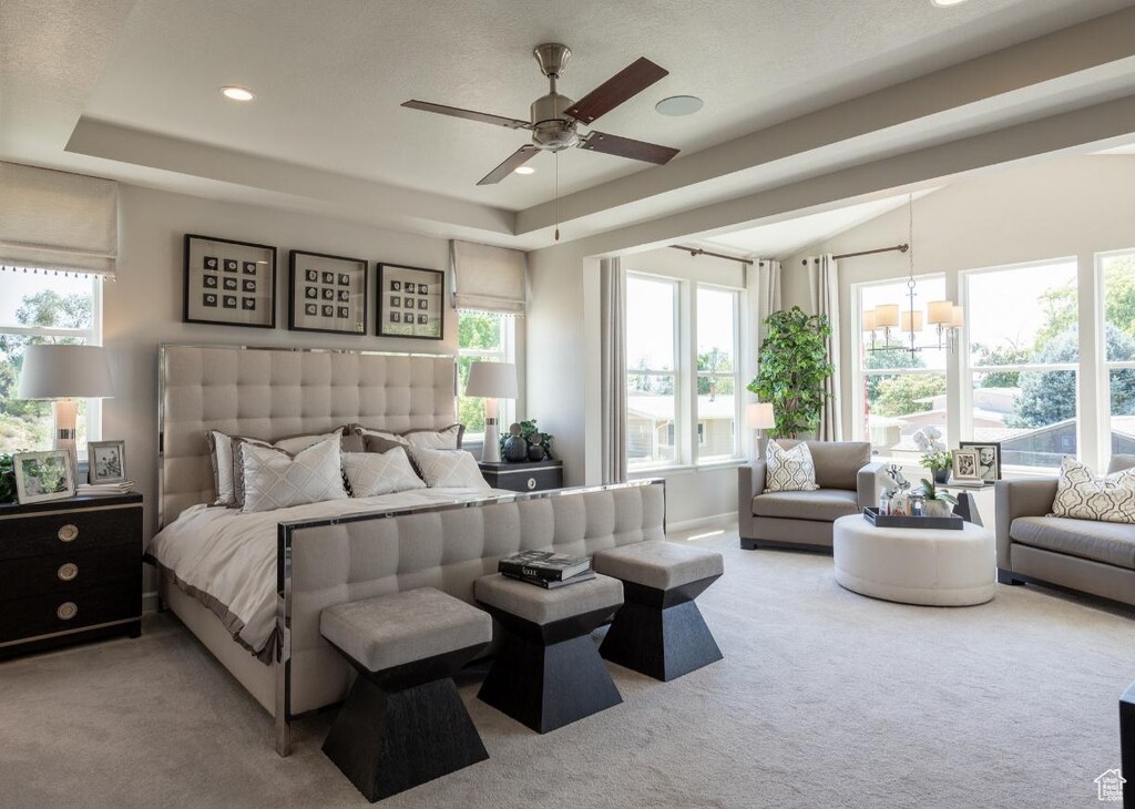 6343 W Teton Ranch Dr Unit 315, Herriman, UT 84096 - bedroom with recessed lighting, a tray ceiling, and light colored carpet