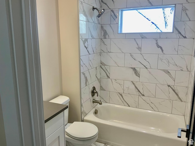 full bath featuring toilet, shower / washtub combination, and vanity