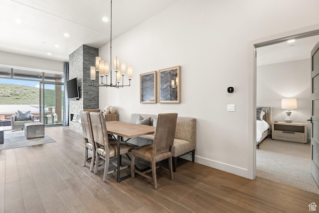 6427 Double Deer Loop, Park City, UT 84098 - dining space featuring a chandelier, recessed lighting, baseboards, and wood finished floors